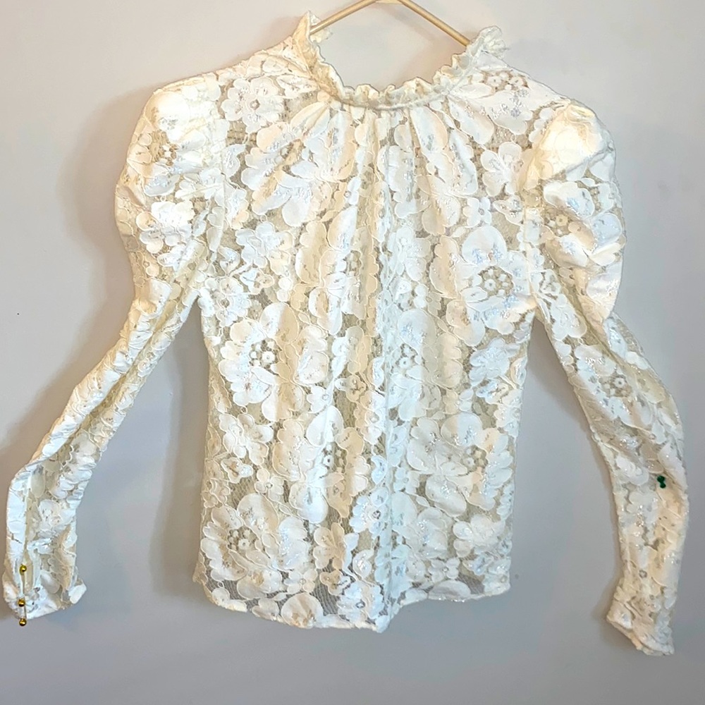 Cream floral, laced blouse
